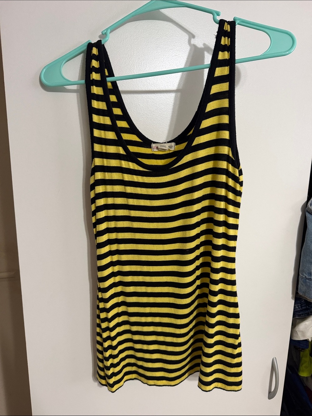 Zenana Outfitters Black and Yellow Striped Tank Top